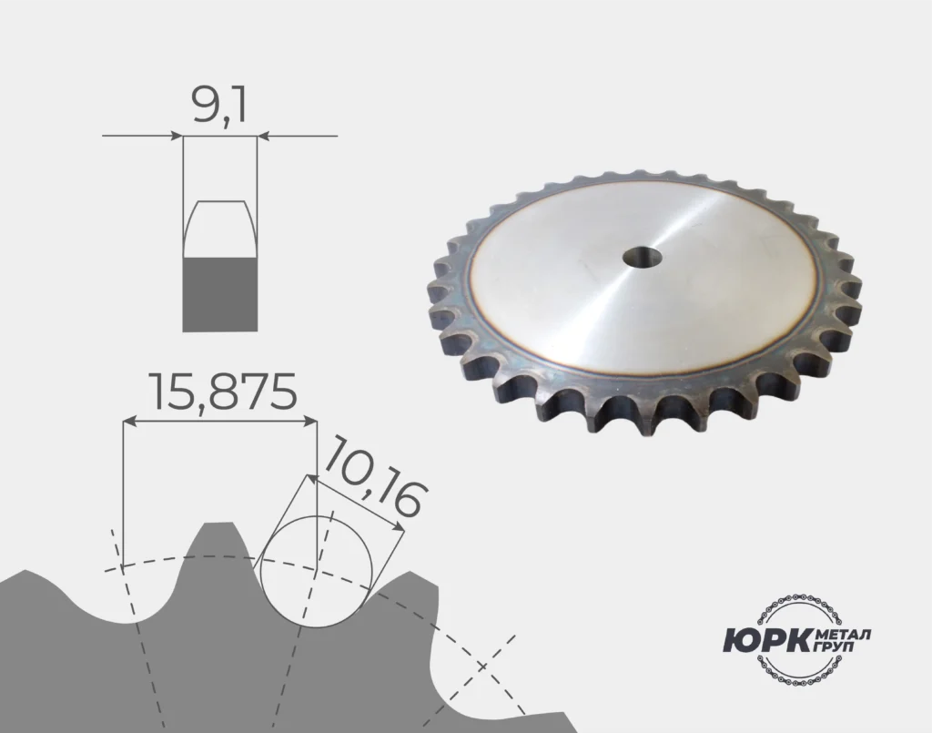 Зірочки плоскі під ланцюг 10В (крок 15,875 мм)