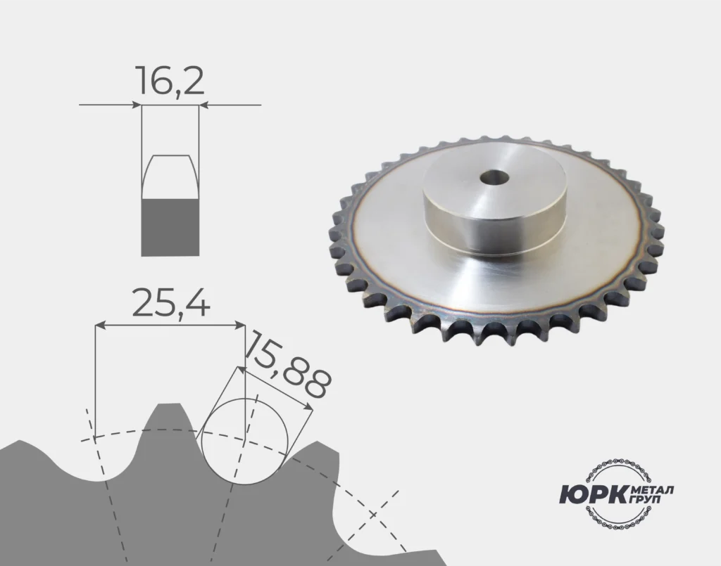 Зірочки під ланцюг 16В (крок 25,4 мм)